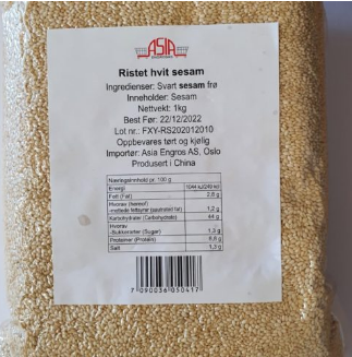 Sesamfrø hvite, ristet,  1kg