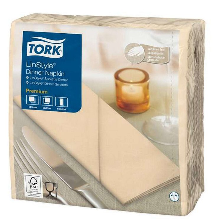 Middagsserviett linstyle krem 39cm 8f   12x50stk