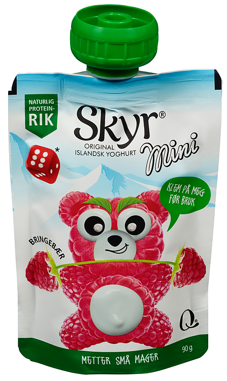 Q skyr mini bringebær pose   90g