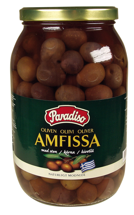 Oliven gourmet amfissa sort m/sten   2,2kg
