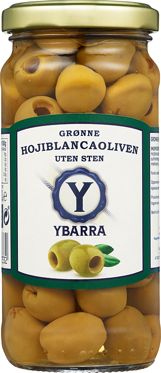 Ybarra grønne oliven u. sten   230g