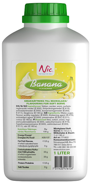 Nic banan sirup smakstils.              1l