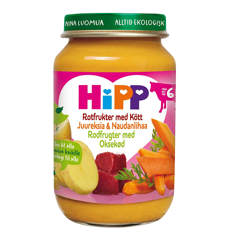 Rotfrukter med oksekjøtt økol.   6mdr