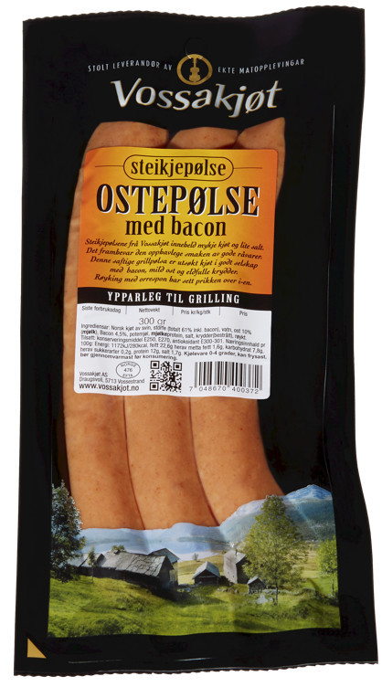 Ostepølse med bacon   300g