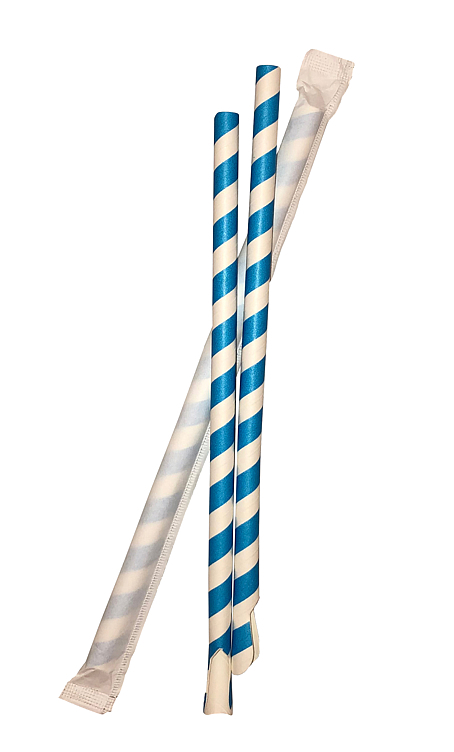 Papirsugerør 4-lags  m/spade 8mm, enkeltpakket 2x250stk