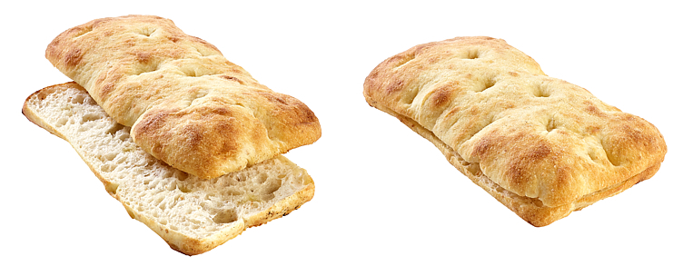 Schiacciata focaccia hvitt skivet   32x100g