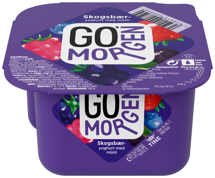 Go morgen yoghurt skogsbær/müsli  190g