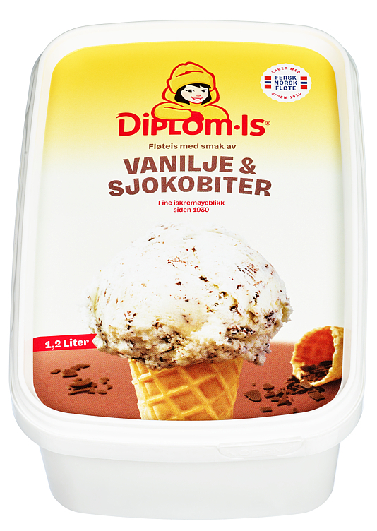 Vanilje med sjokoladebiter  1,2l