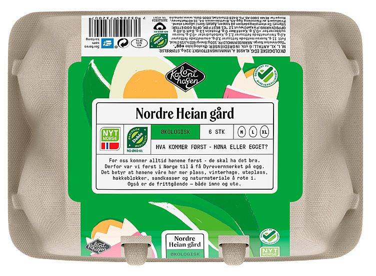 Egg økol. m/l/xl 6pk  390g