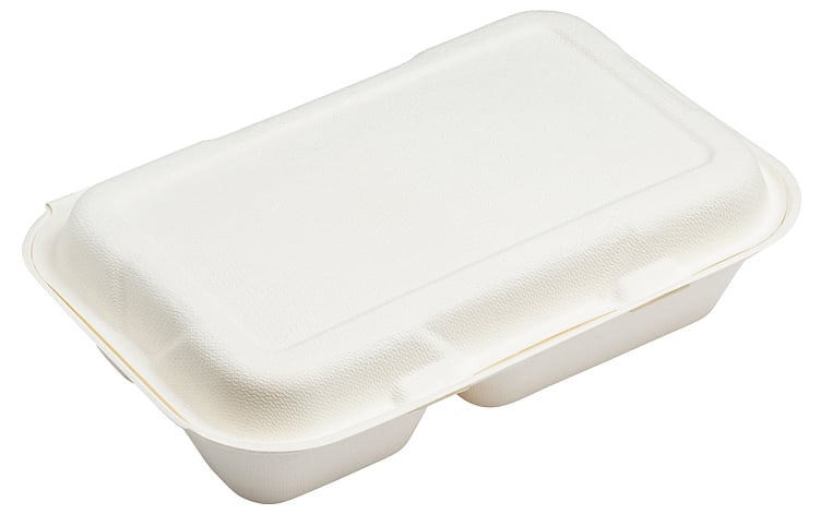 Varmmatboks 2rom m/lokk bagasse 1200ml 23x20x6,3cm  50stk