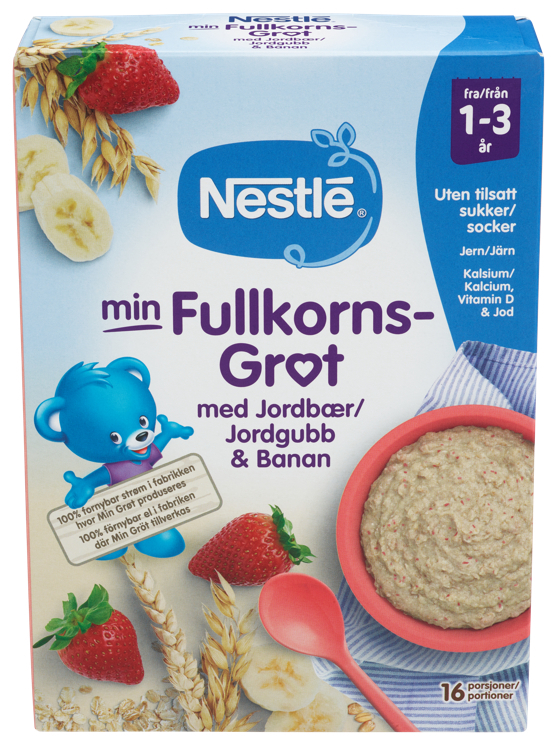 Fullkornsgrøt jordbær banan 1-3år   450g