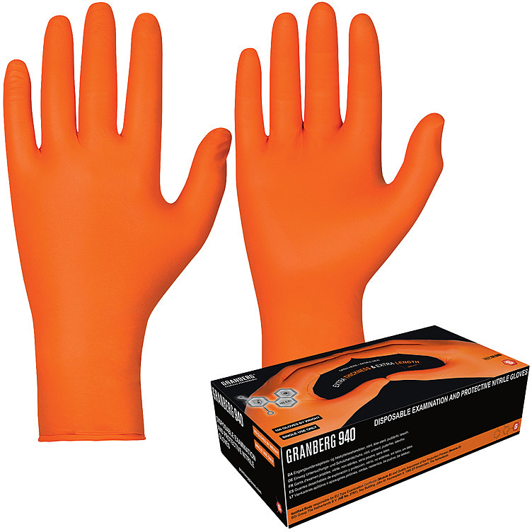 Engangshansker nitril chemstar pudderf orange str s   100stk