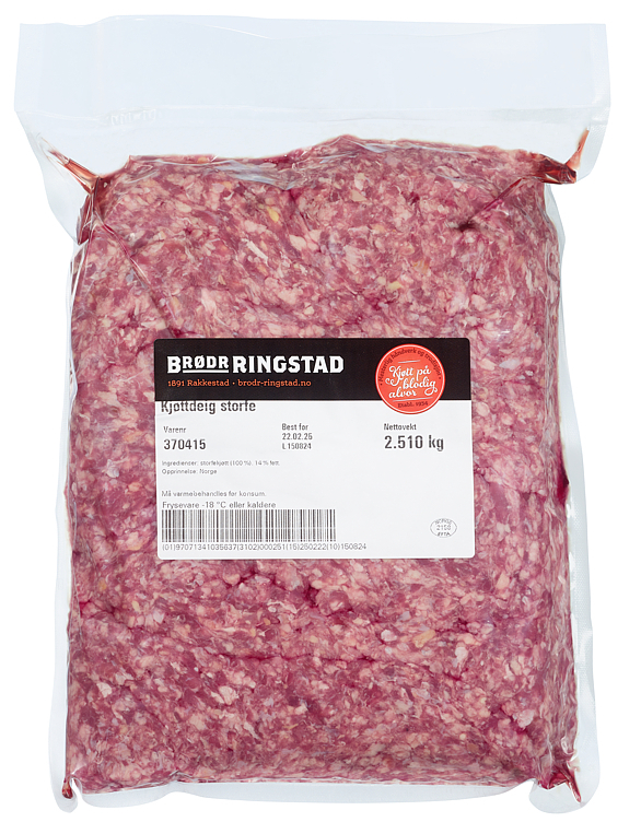 Kjøttdeig uten salt&vann  ca 4x2,5kg   kg