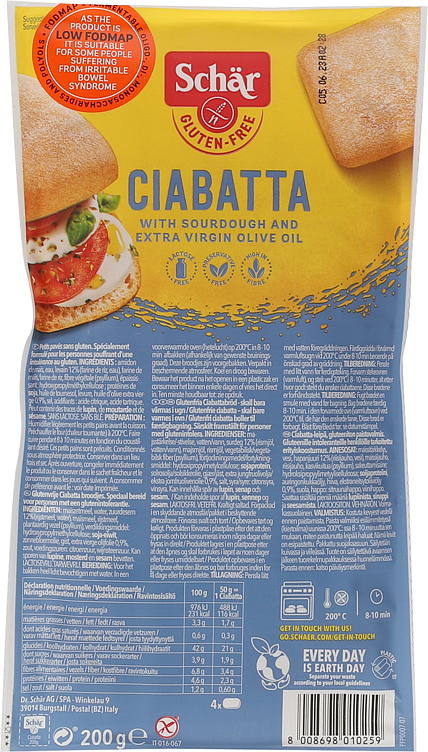 Brød ciabatta glutenfritt   200g